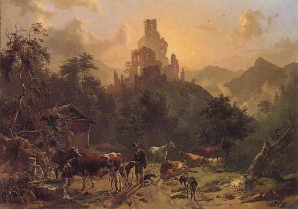 Johann Nepomuk Rauch Landscape with Ruins Germany oil painting art